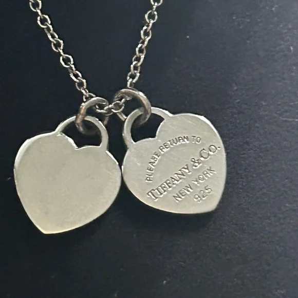 Tiffany & Co. Sterling Silver Double Heart Tag Pendant Necklace in Silver, Mini - Picture 2 of 6